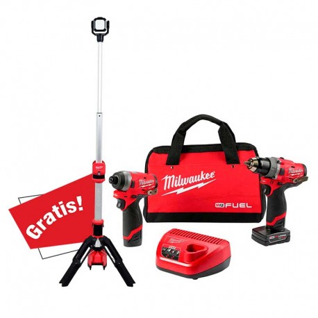 Rotomartillo Milwaukee + Llave de Impacto + Lámpara ROCKET
