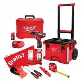 Milwaukee Rolling Packout + Rotomartillo M12 + Accesorios