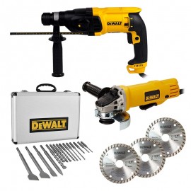 Taladro Rotomartillo D25133K + Esmeriladora + Brocas y Cinceles Dewalt